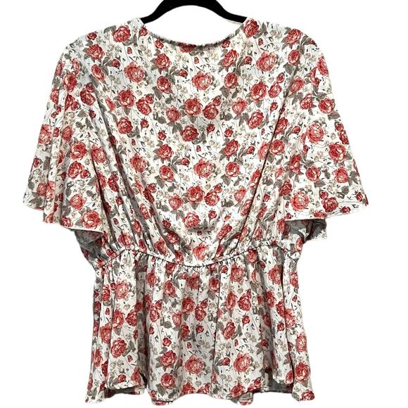 SHEIN Floral Surplice Neckline Peplum Blouse Sz 2XL - Picture 2 of 11